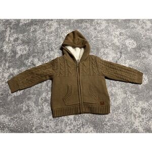 Creeks Toddler Boys Cable Knit Sherpa Lined Hoodie Brown 24 Months